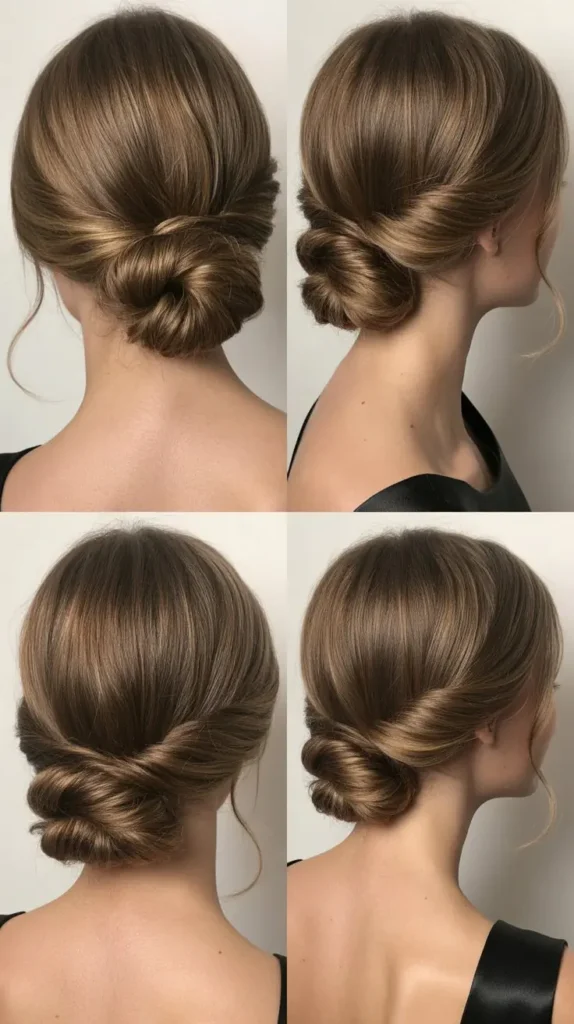 Modern Twisted Updo with Bangs