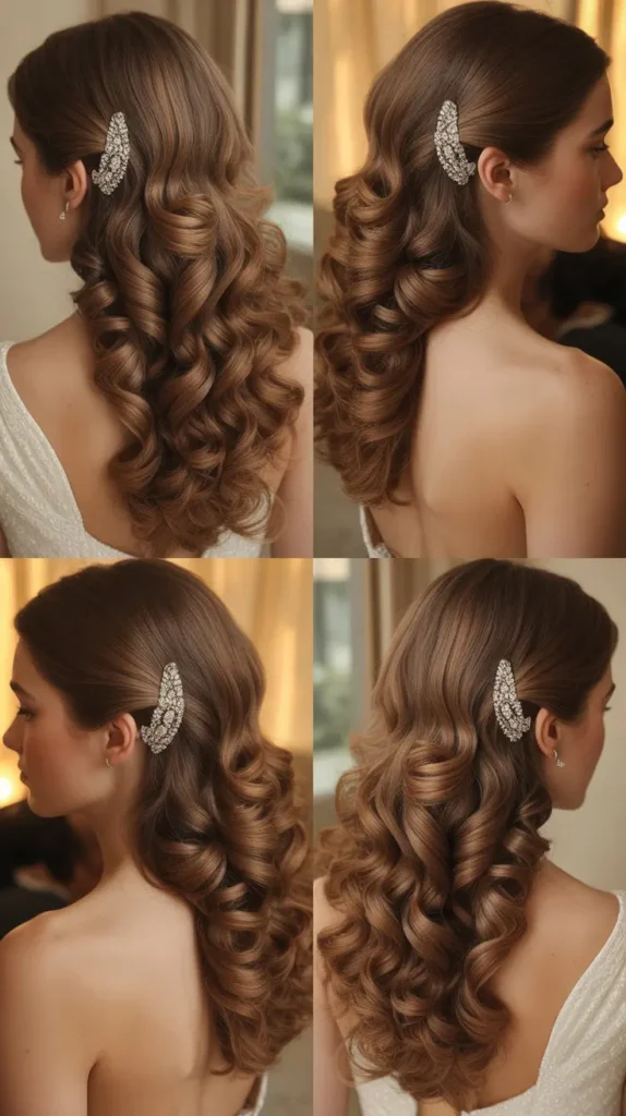 Side-Swept Curls with Deep Part