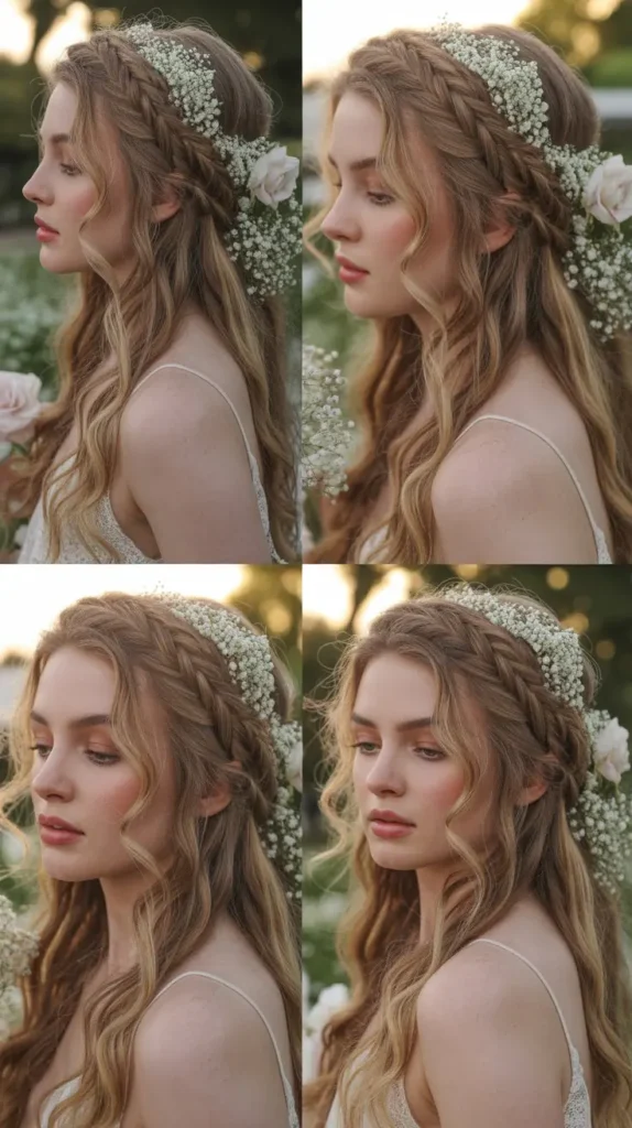 Braided Headband with Flowing Hair