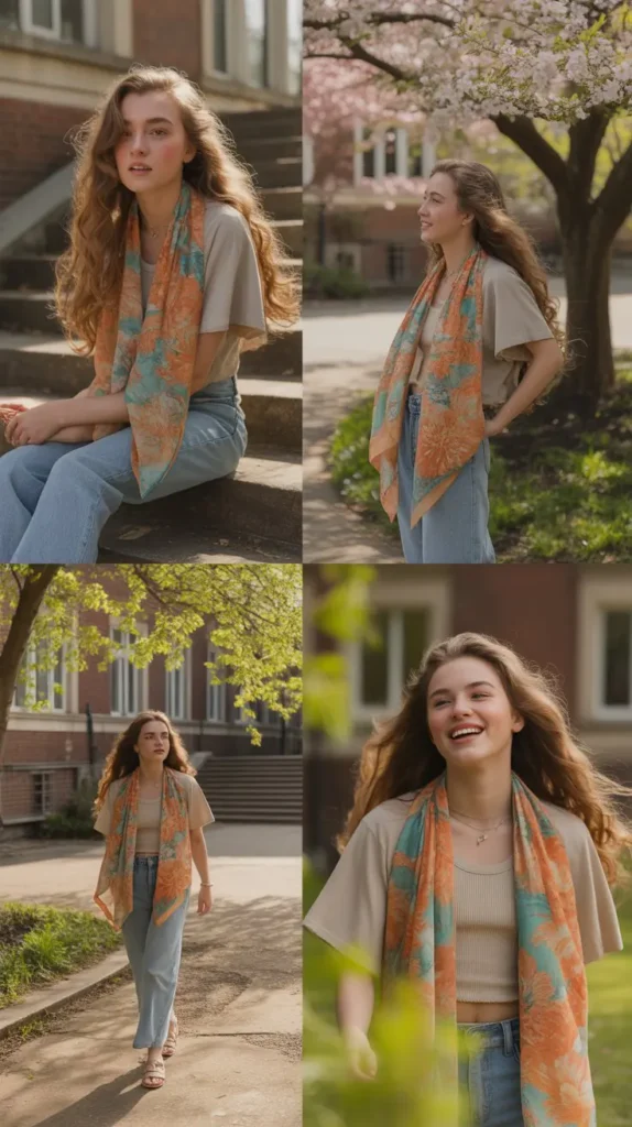 Loose Waves with a Hair Scarf