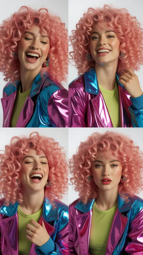 11. Side Part Candy Pink Wig with Voluminous Curls