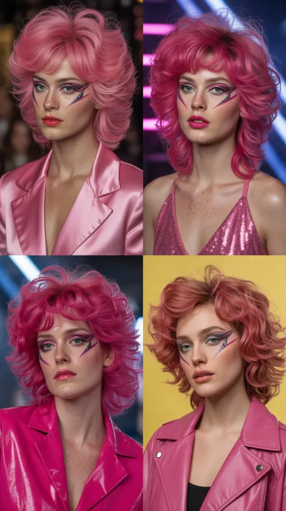 Crimped Dark Pink (Fuchsia) Wig