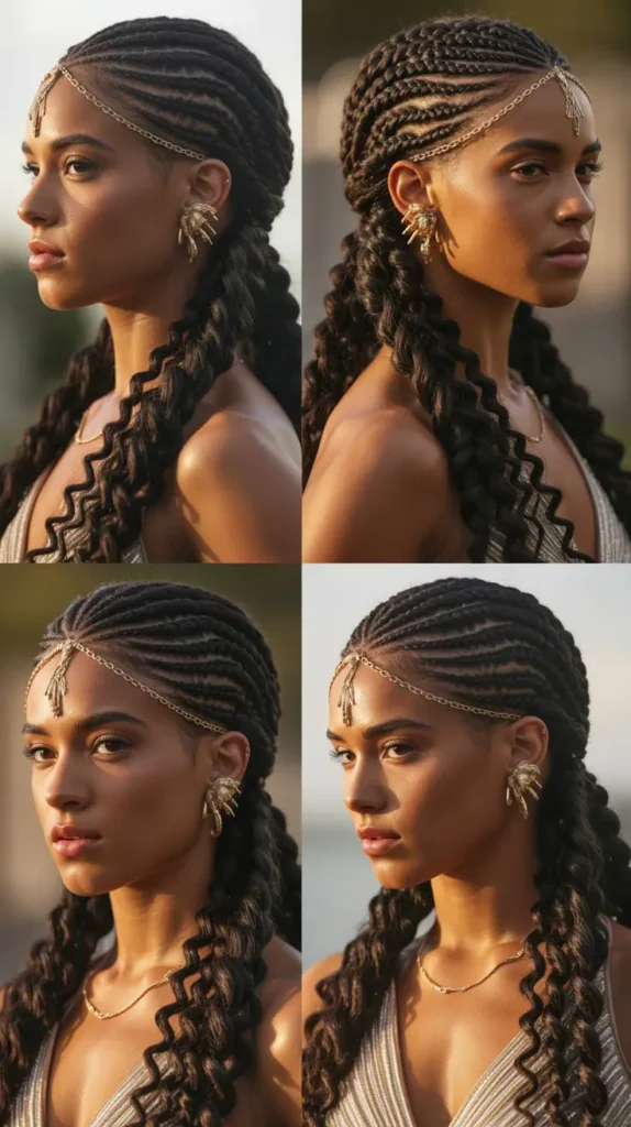 Goddess Braids with Flowing Ends