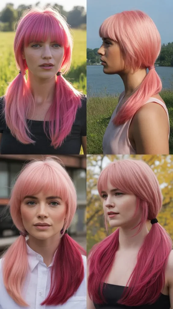 . Two-Toned Pink Ponytail Wig