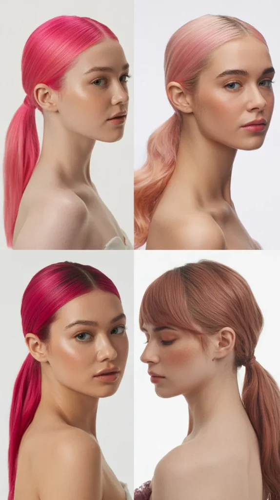  Classic High Pink Ponytail Wig