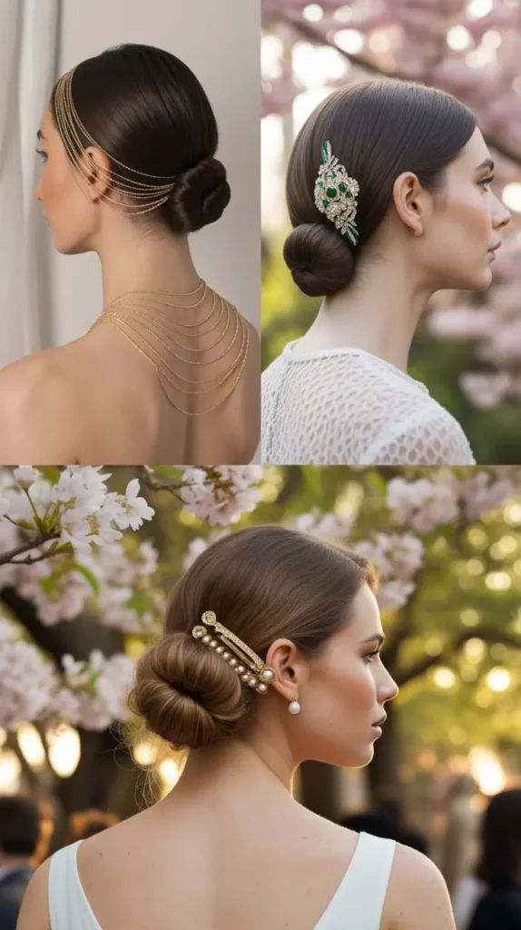 Sleek Bun with Statement Hair Jewelry