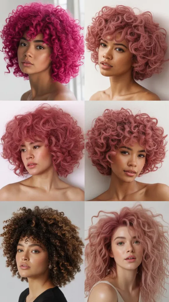 . Textured Puff Pink Ponytail Wig