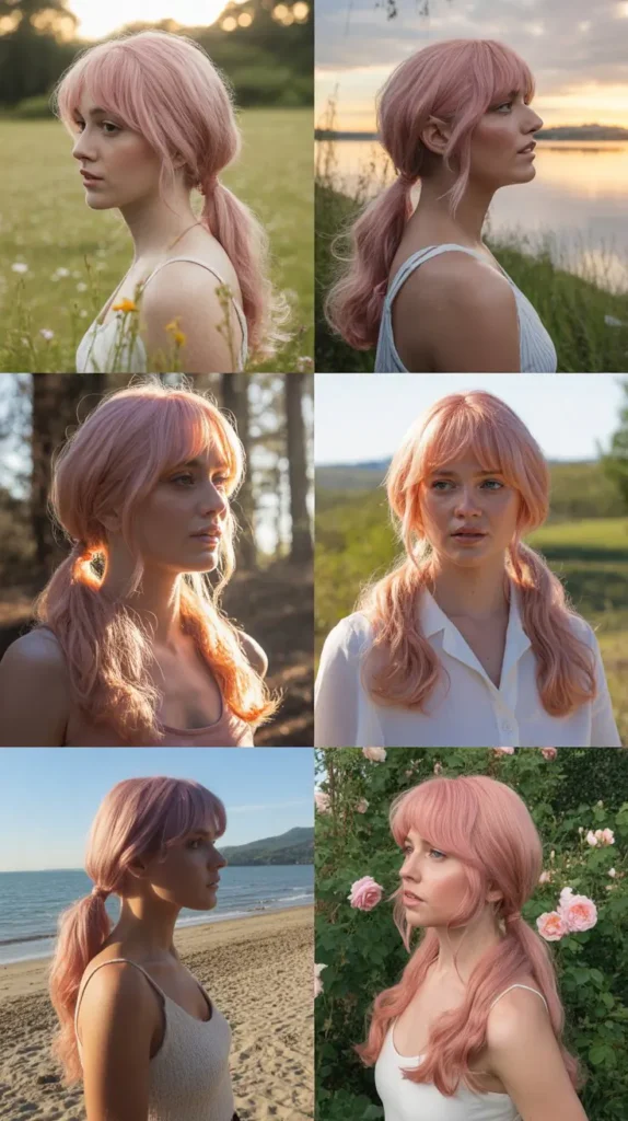 Aesthetic Pastel Pink Ponytail Wig
