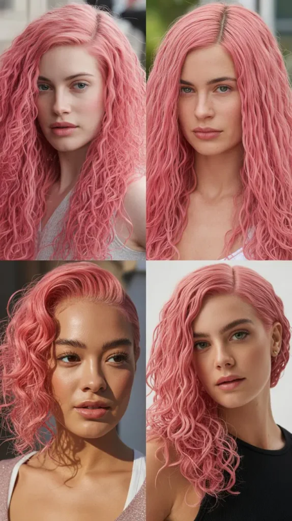 Crimped Pink Lace Front Wig