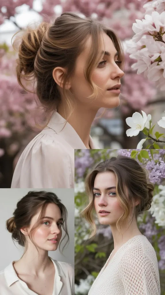 Messy Bun with Face-Framing Tendrils