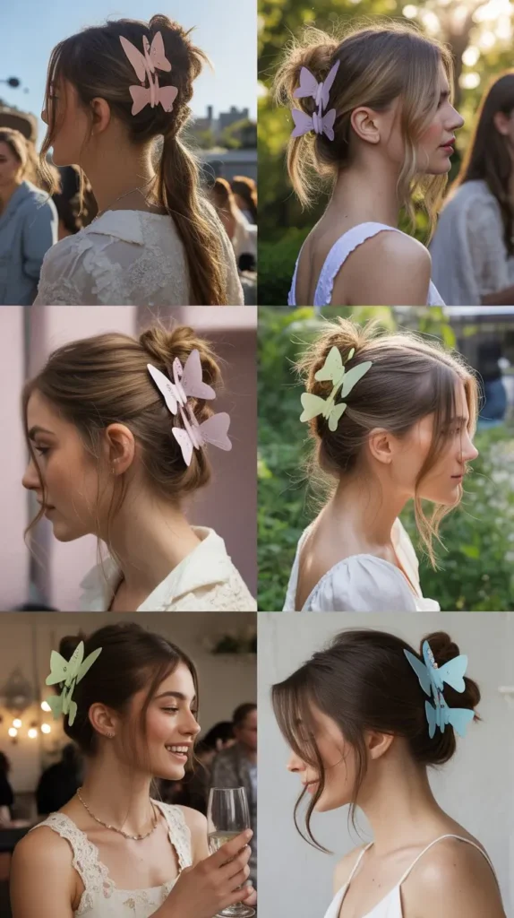 Cascading Updo with Butterfly Clips
