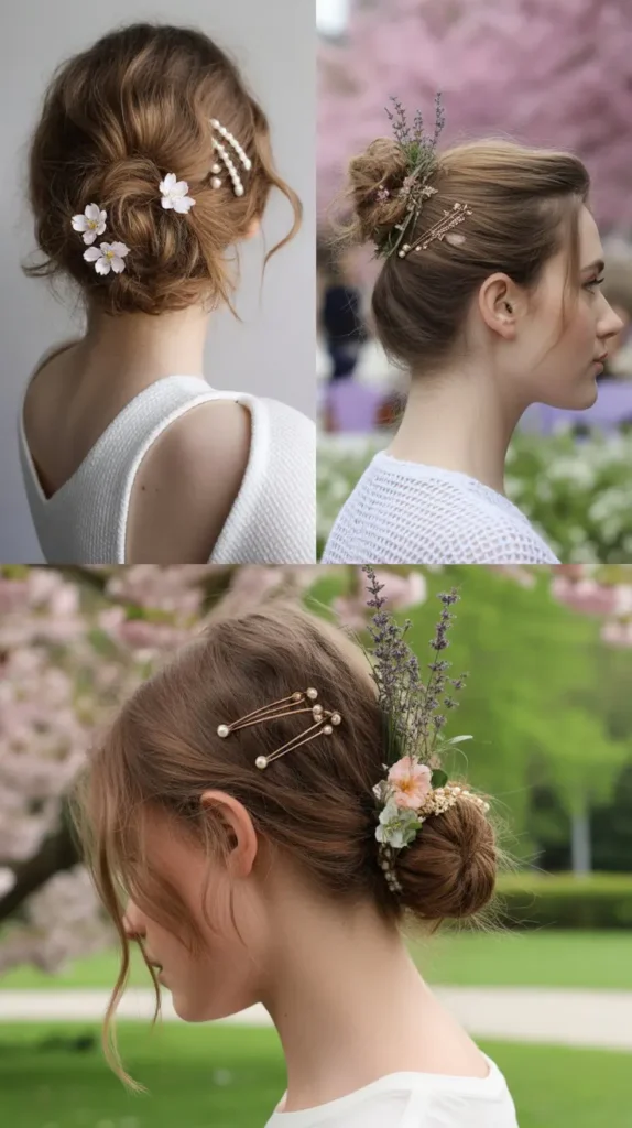Messy Bun with Spring Accessories