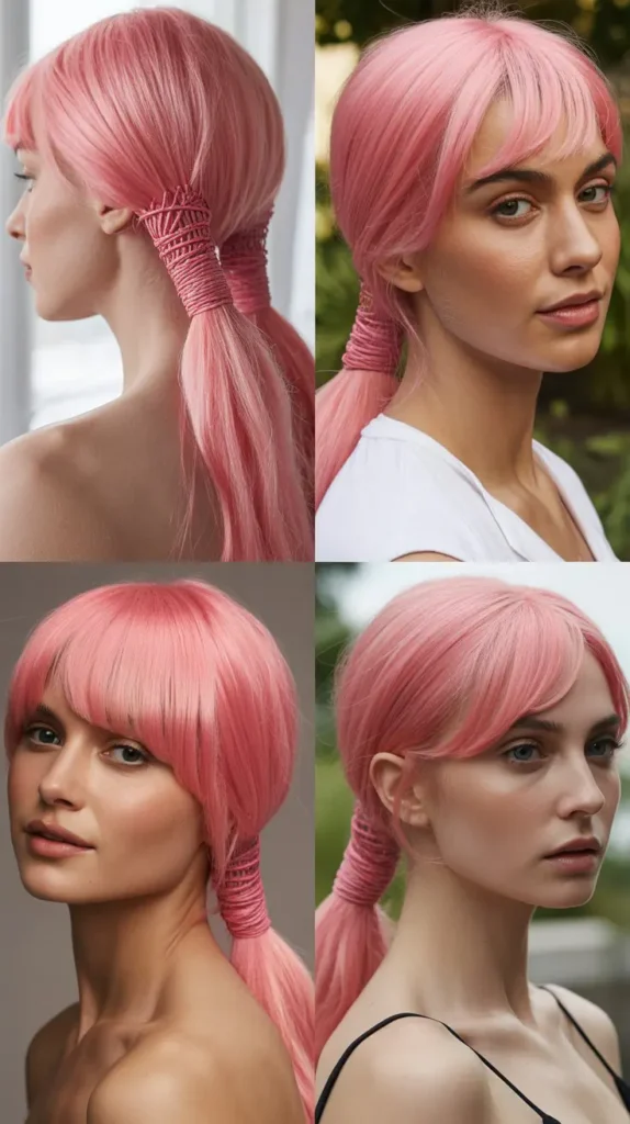  Pink Ponytail With Wrap-Around Strand