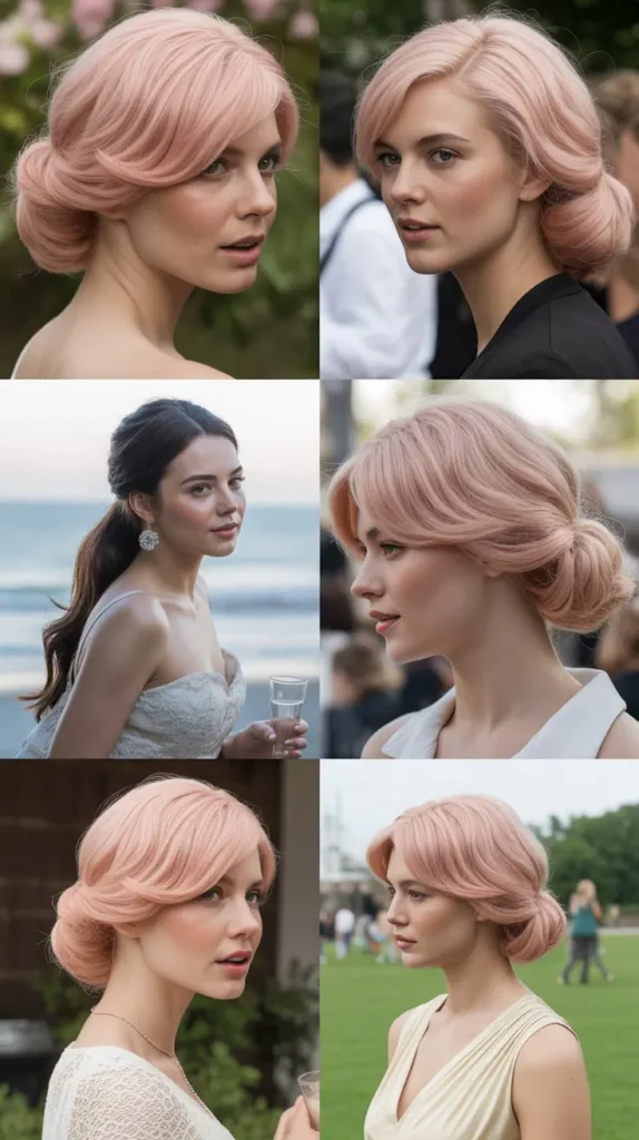 Side Part Light Pink Wig with Half-Up Half-Down Style