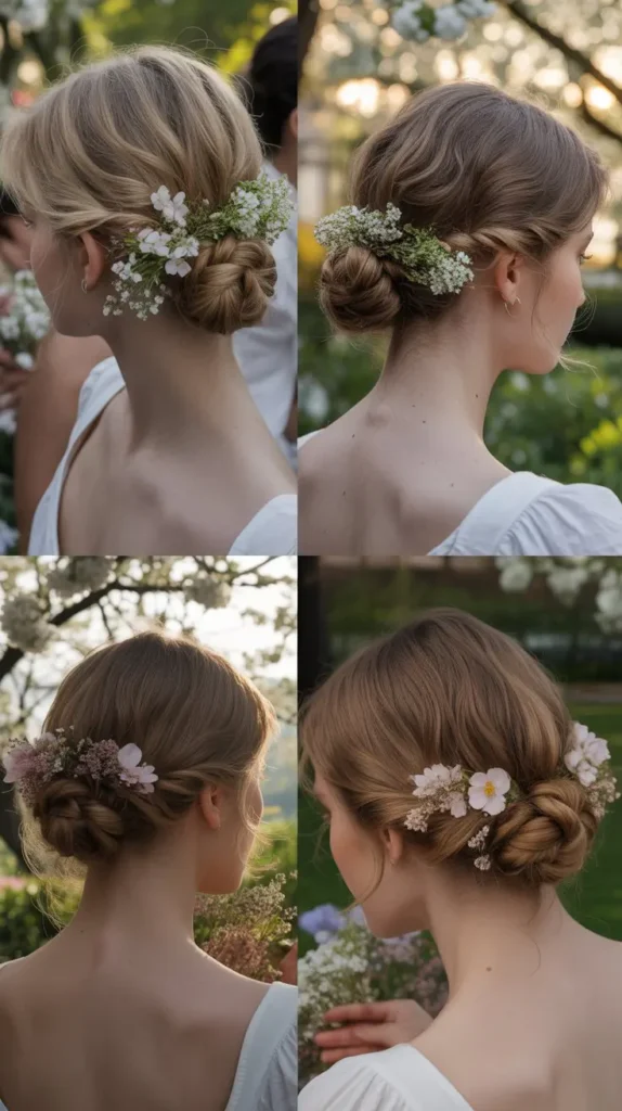 Soft French Twist with Floral Pins