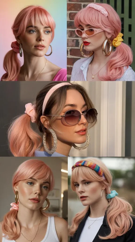 Side Ponytail Pink Wig