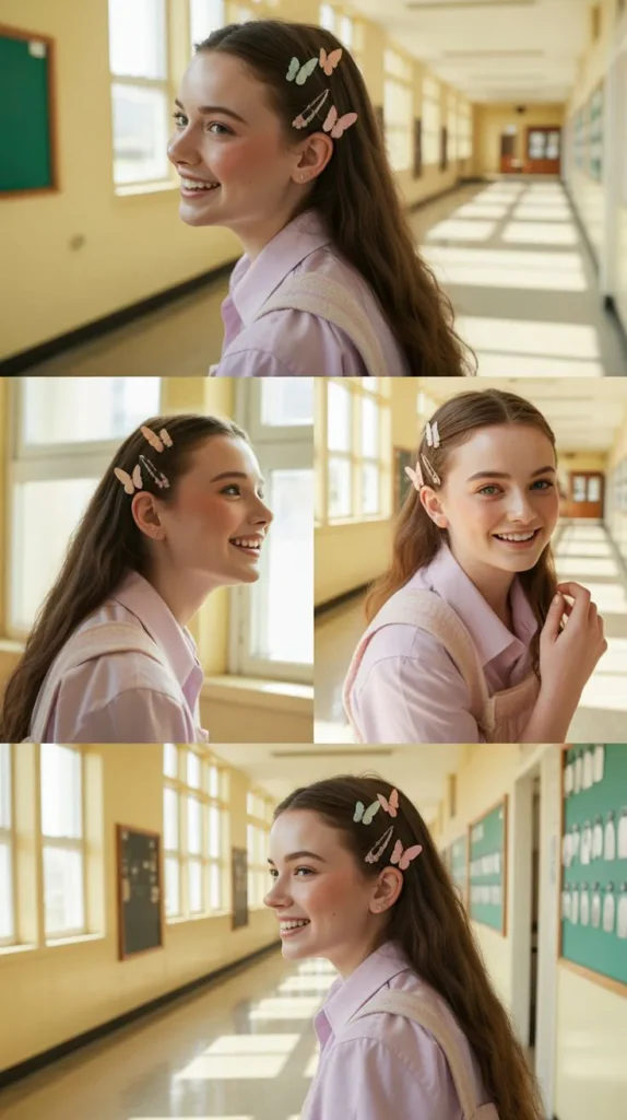 Half-Up Half-Down with Butterfly Clips