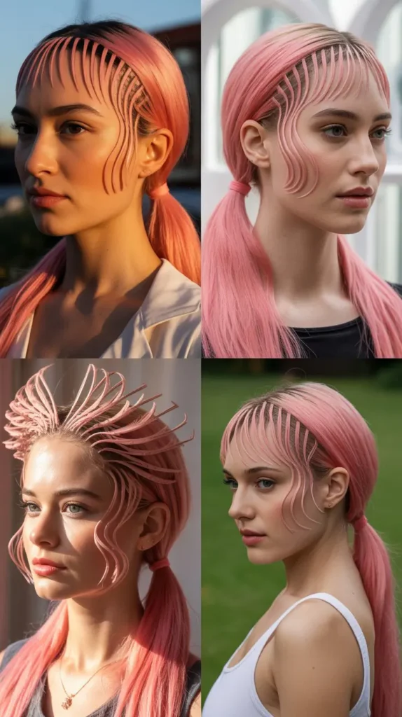 Pink Ponytail With Laid Edges Wig