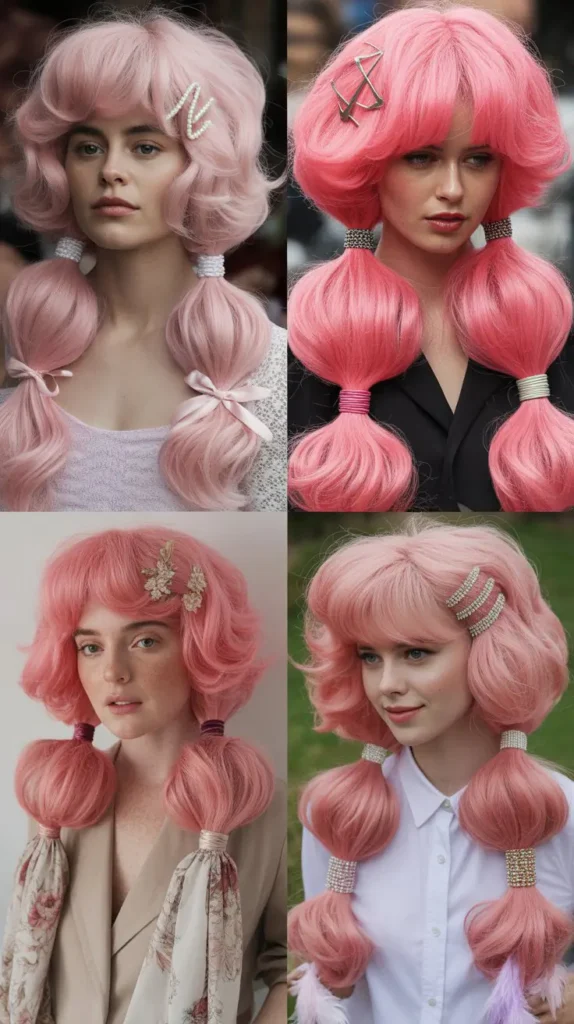 Bubble Pink Ponytail Wig