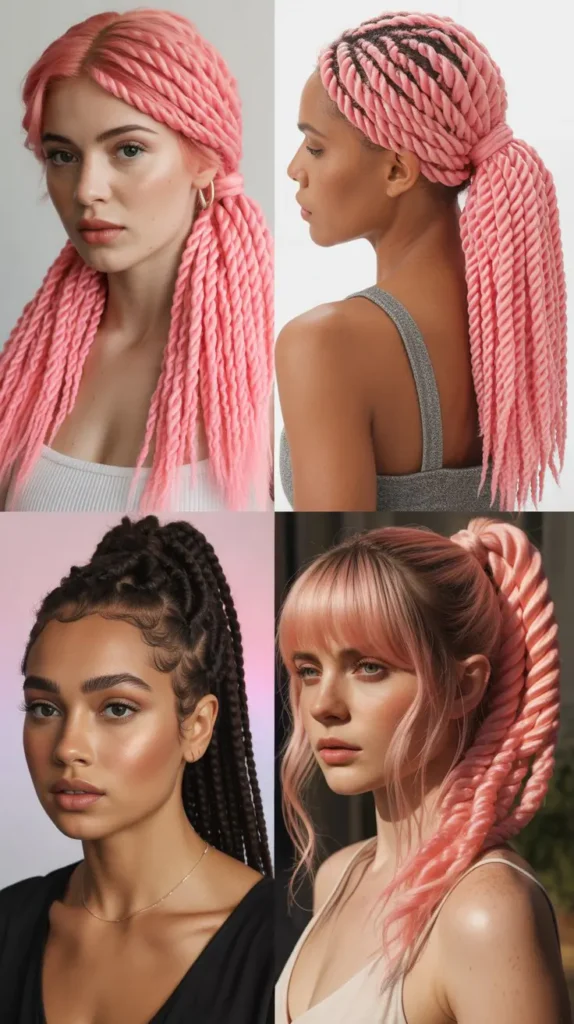 Twisted Pink Ponytail Wig