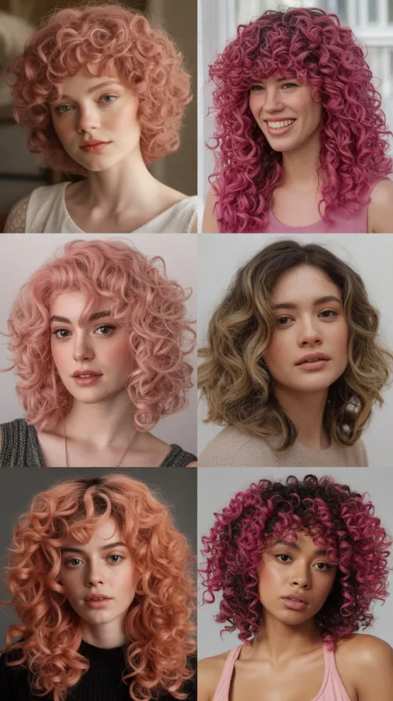 Curly Pink Ponytail Wig