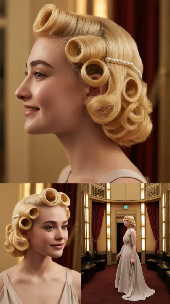 Vintage Pin Curl Blonde Updo