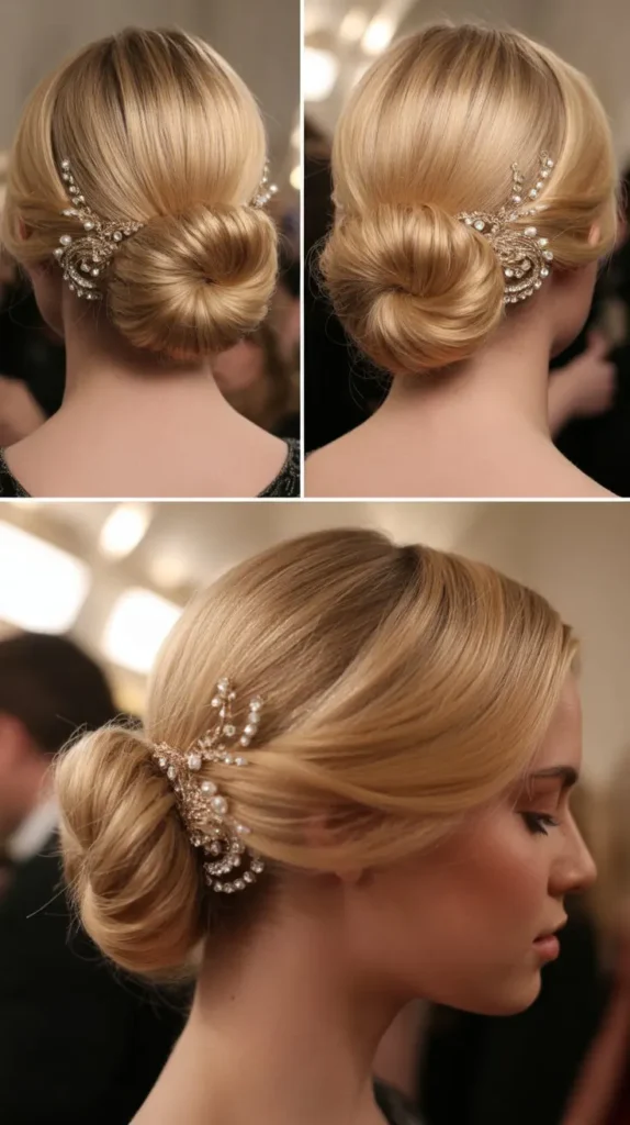 Low Twisted Blonde Chignon