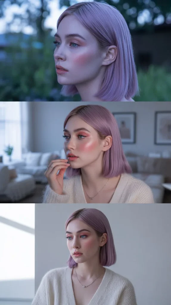 Side Part Lavender Pink Wig with Straight Ends