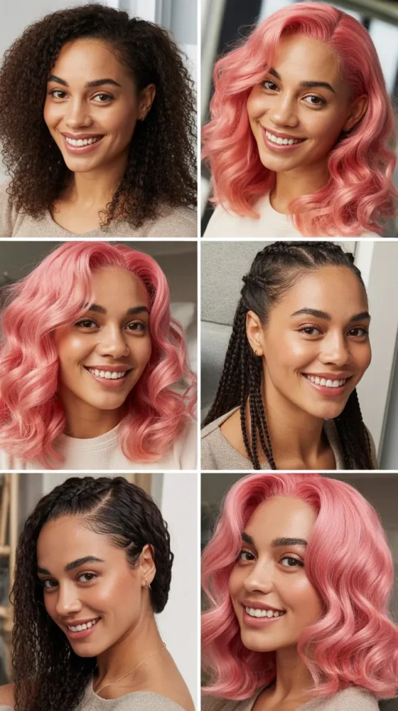 Pink Water Wave Wig