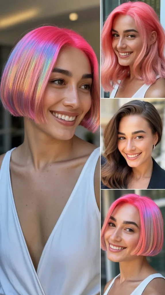 Holographic Pink Short Wig
