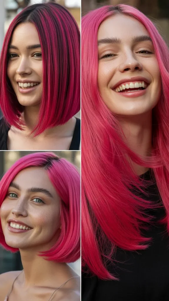 Dark Pink (Fuchsia) Straight Wig