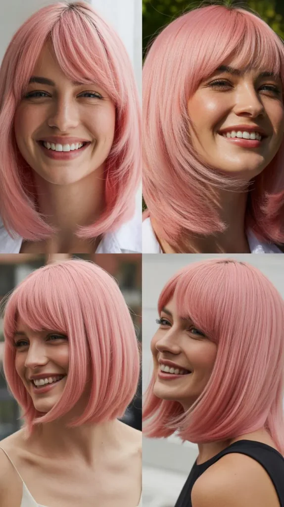 Pink Straight Wig with Face-Framing Layers