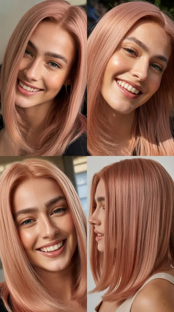 Rose Gold Straight Wig with Side Part