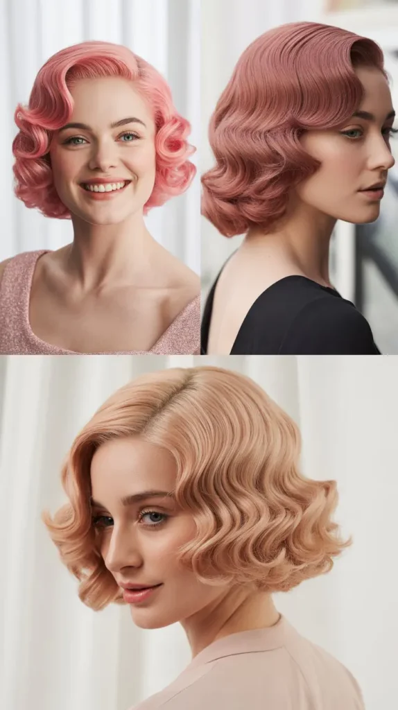  Pink Finger Waves Wig