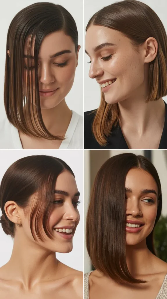 Sleek Straight Hair with Deep Side Part