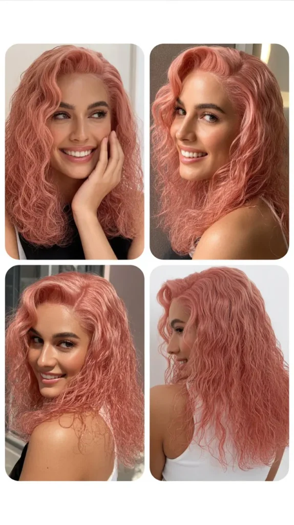  Pink Wet and Wavy Wig