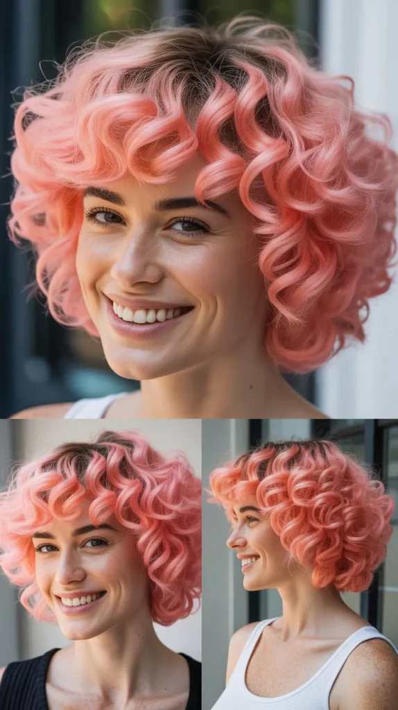 Candy Pink Curly Bangs