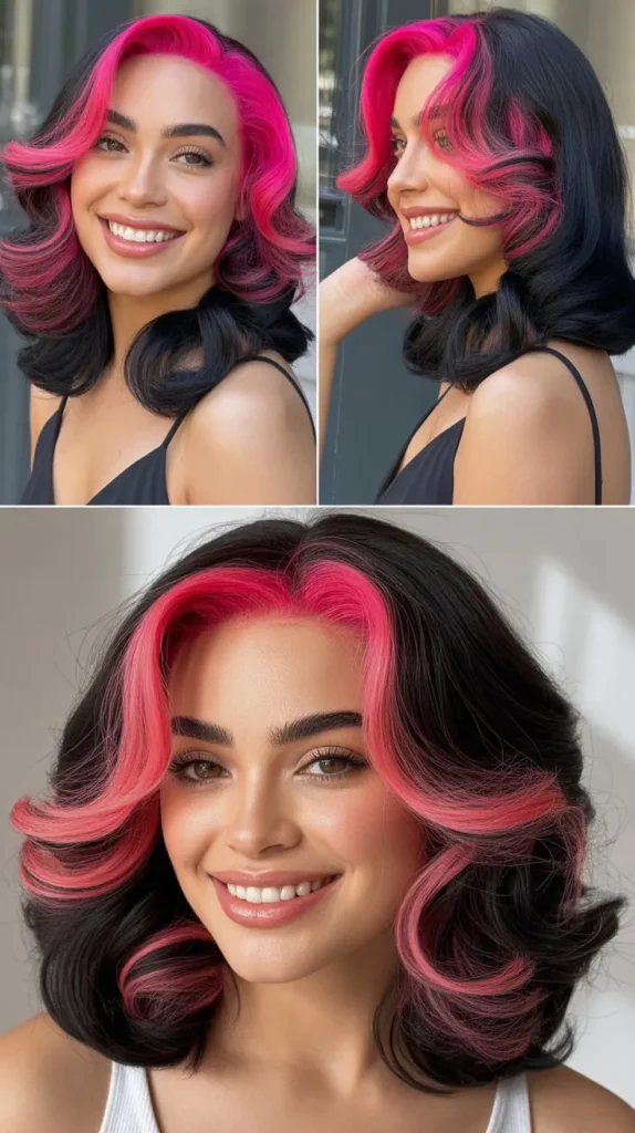 Two-Tone Pink and Black Wig