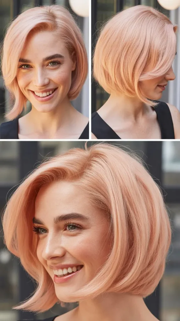 Blush Pink Asymmetrical Bob Wig