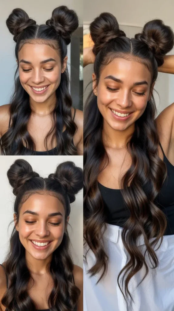Space Buns with Long Flowing Ends