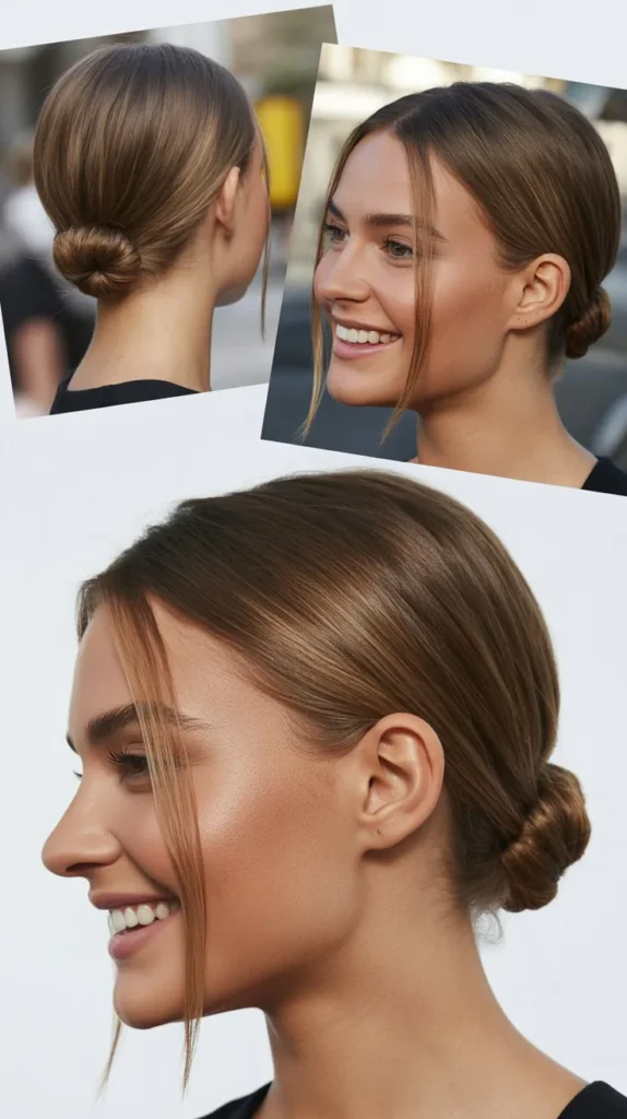 Sleek Bun with Straight Tendrils