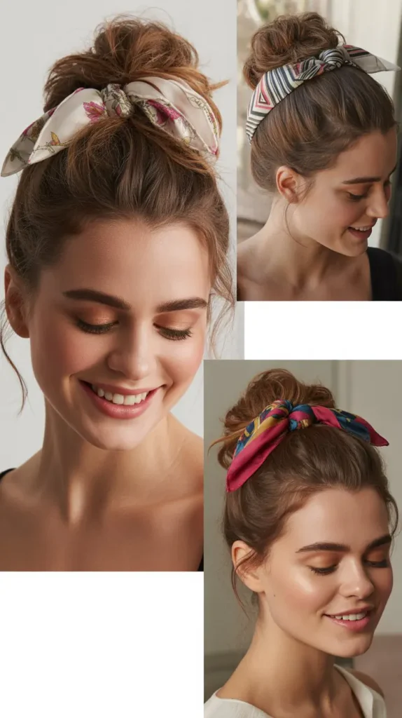 The Messy Bun with a Scarf