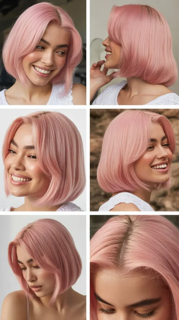 Pink Lace Front Straight Wig with Baby Hairs