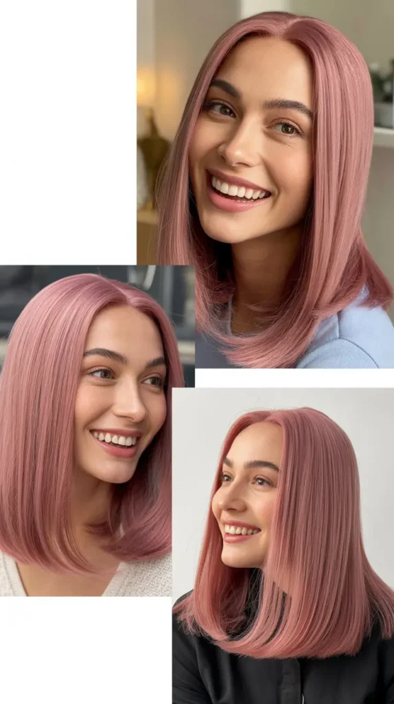 Soft Mauve Pink Straight Wig