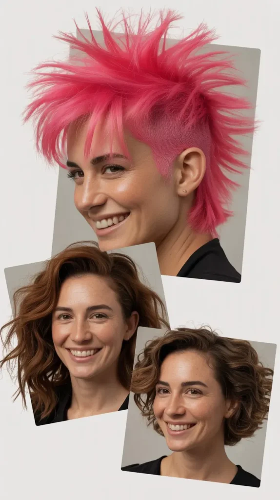  Electric Pink Mohawk Wig