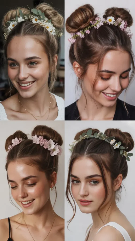 Space Buns with Mini Florals