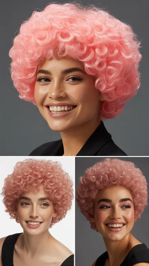 Pink Afro Short Wig
