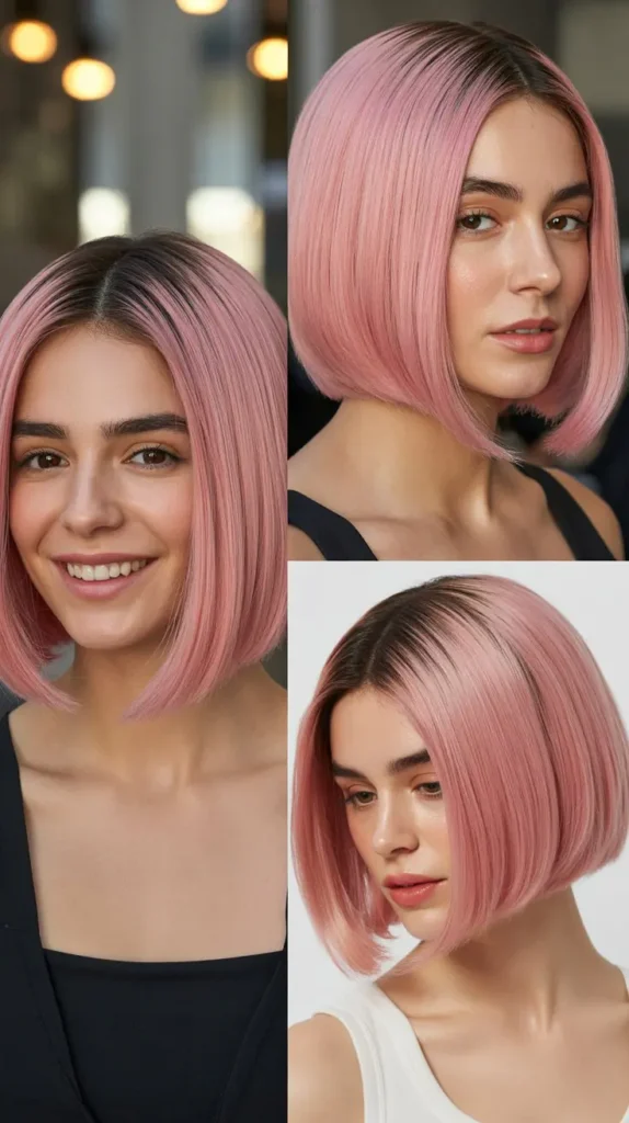 Dusty Pink Sleek Straight Wig
