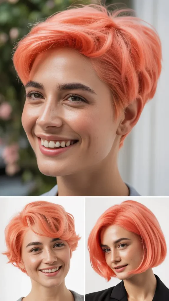  Coral Pink Short Wig