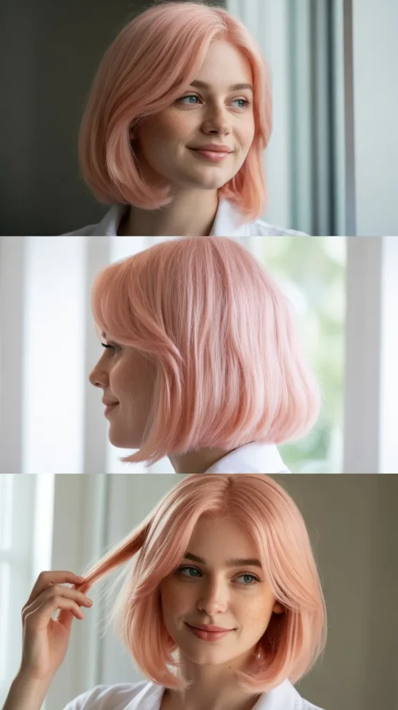 Blush Pink Straight Wig for Everyday Wear
